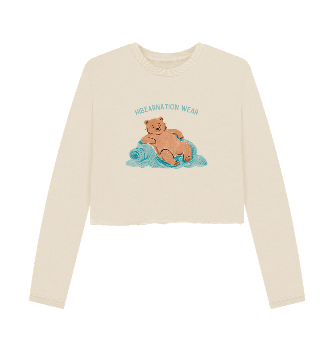 Oat The Quiet Roar of Grizzly's Rest Blue Font Coloured Fabric