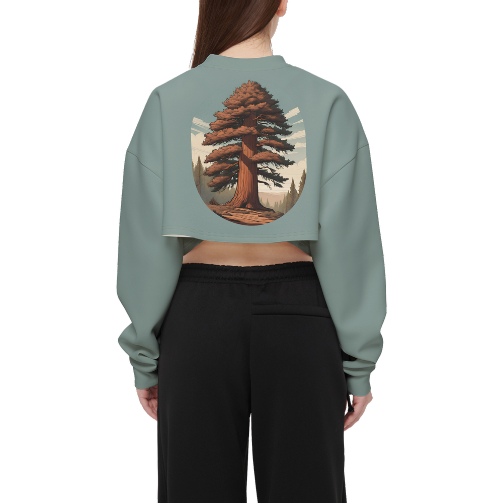 Women's Cropped Crewneck Sweatshirt-Techno Scuba Knit