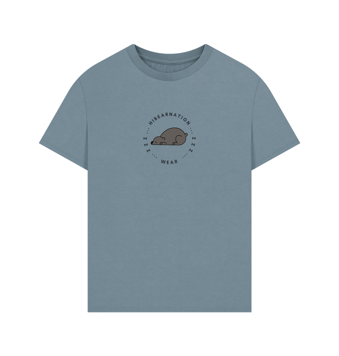 Stone Blue Black Bear and Lonely Pine on an Oversized Tee
