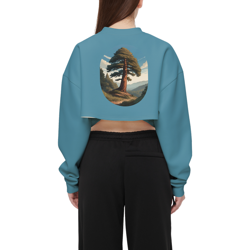 Women's Cropped Crewneck Sweatshirt-Techno Scuba Knit