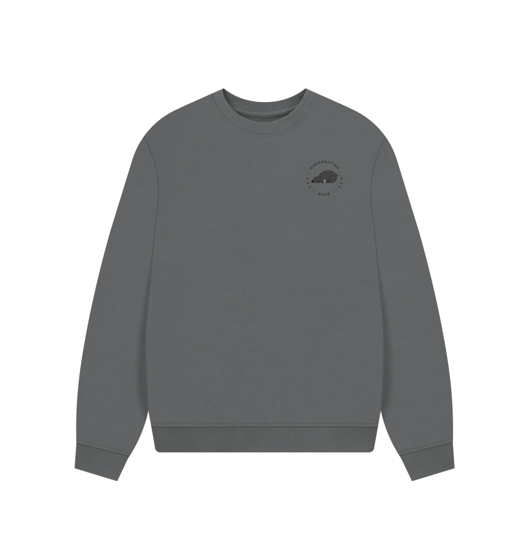 Slate Grey Sloth Bear Women's Oversized Sweater Chest
