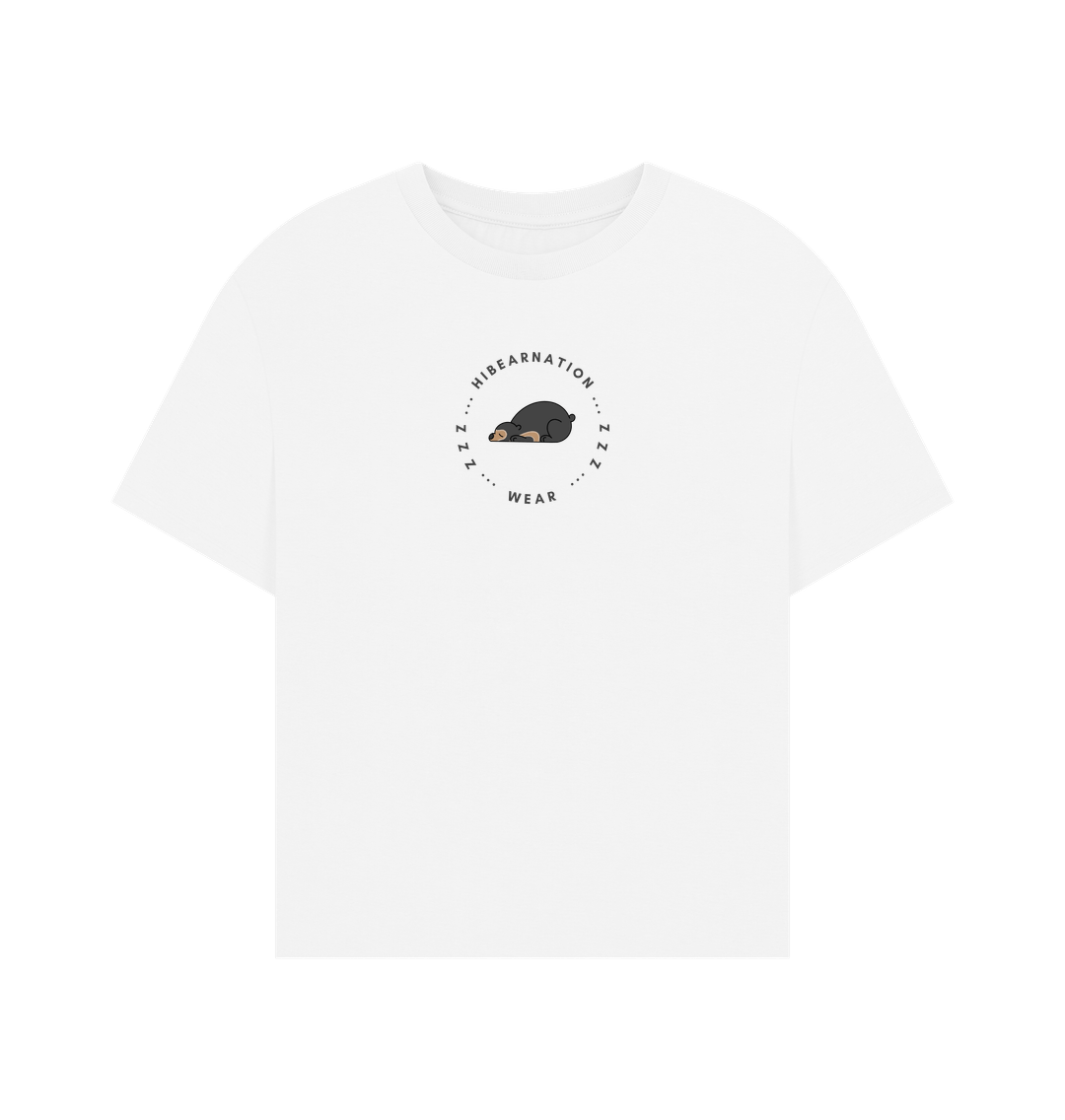 White Sun Bear Oversized Dark Font