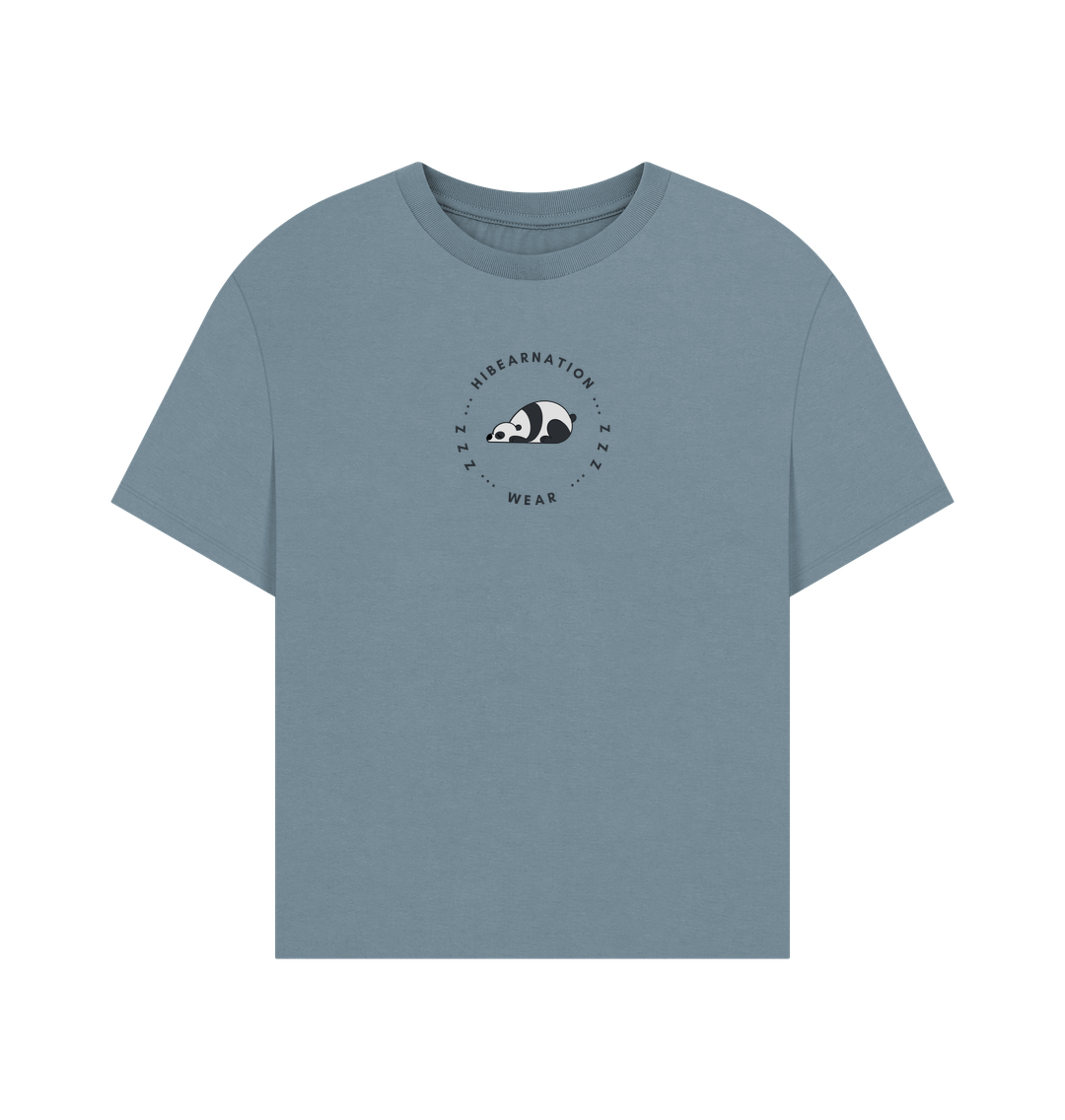 Stone Blue Women's Oversized Panda Top