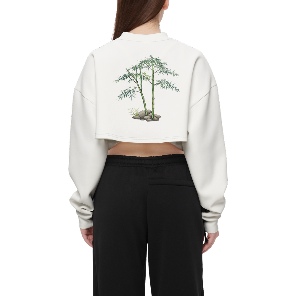 Women's Cropped Crewneck Sweatshirt-Techno Scuba Knit