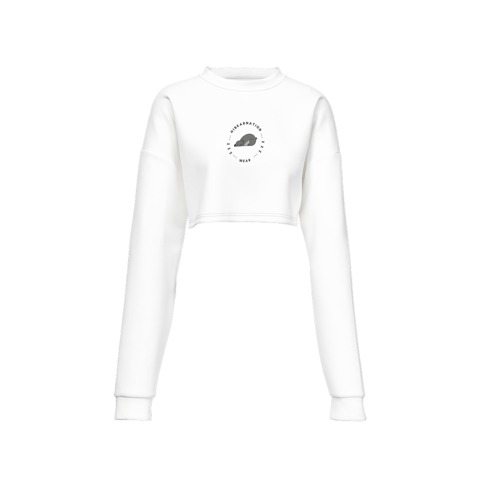 Women's Cropped Crewneck Sweatshirt-Techno Scuba Knit