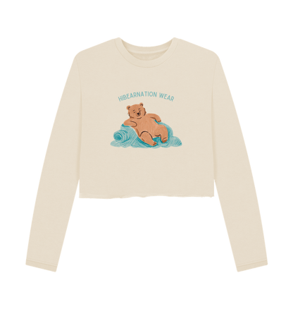 Oat The Quiet Roar of Grizzly's Rest Blue Font Coloured Fabric