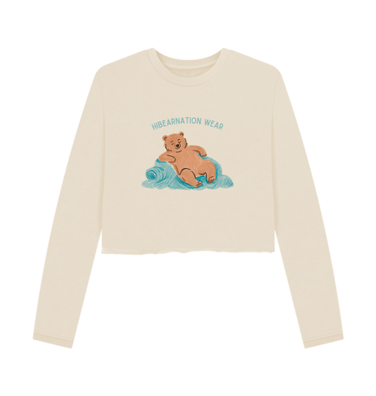 Oat The Quiet Roar of Grizzly's Rest Blue Font Coloured Fabric
