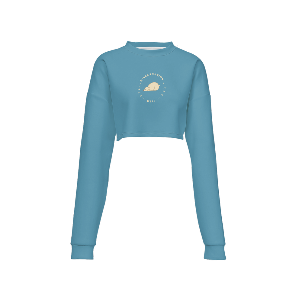 Women's Cropped Crewneck Sweatshirt-Techno Scuba Knit