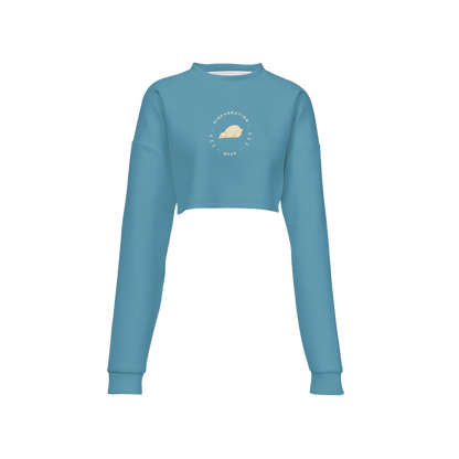 Women's Cropped Crewneck Sweatshirt-Techno Scuba Knit