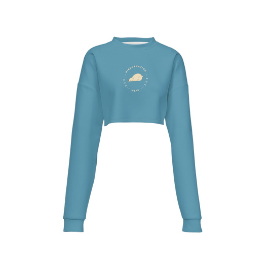 Women's Cropped Crewneck Sweatshirt-Techno Scuba Knit