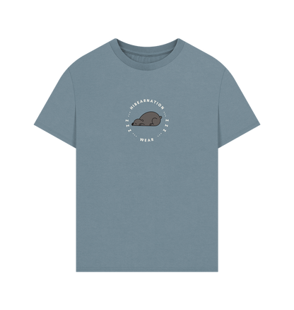 Stone Blue Black Bear and Lonely Pine on an Oversized Tee Dusk