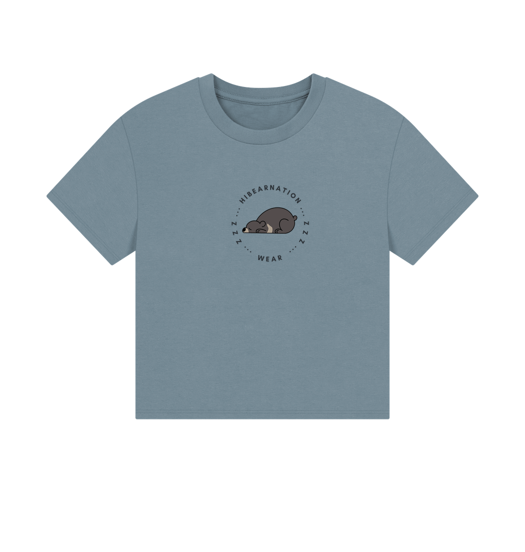 Stone Blue Moon Bear Women's Boxy Tee