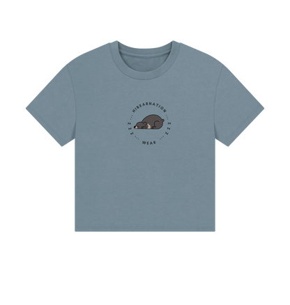 Stone Blue Moon Bear Women's Boxy Tee