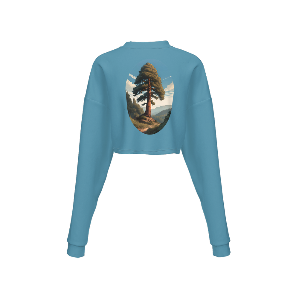 Women's Cropped Crewneck Sweatshirt-Techno Scuba Knit
