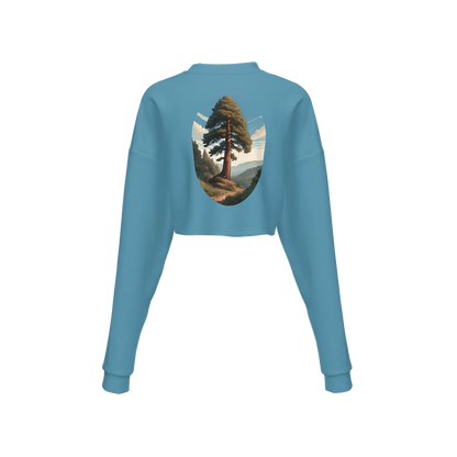 Women's Cropped Crewneck Sweatshirt-Techno Scuba Knit