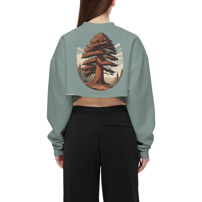 Women's Cropped Crewneck Sweatshirt-Techno Scuba Knit