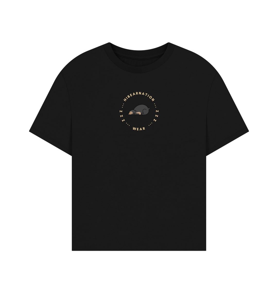 Black Sun Bear Oversized Women's T-Shirt