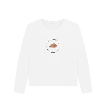 White Women Grizzly Bear Heavyweight Long Sleeve T-Shirt