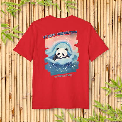 Starry Hibernation Panda T-Shirt - Cozy Unisex Tee for Animal Lovers
