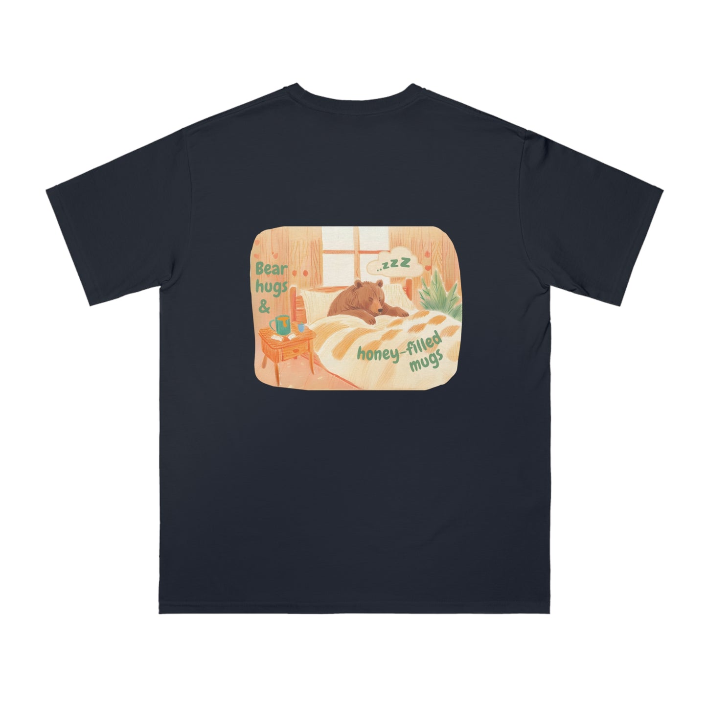 Cozy Organic Unisex T-Shirt - 'Bear Hugs & Honey-Filled Mugs' Design