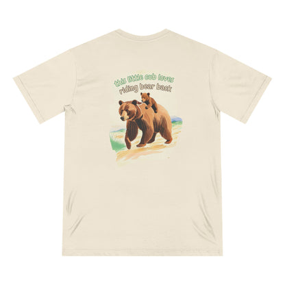 this cubs loves riding bear back I