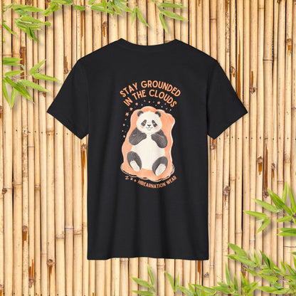 Eco-Friendly Panda T-Shirt - Stay Grounded in the Clouds Design