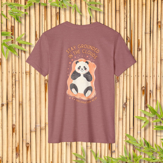 Eco-Friendly Panda T-Shirt - Stay Grounded in the Clouds Design