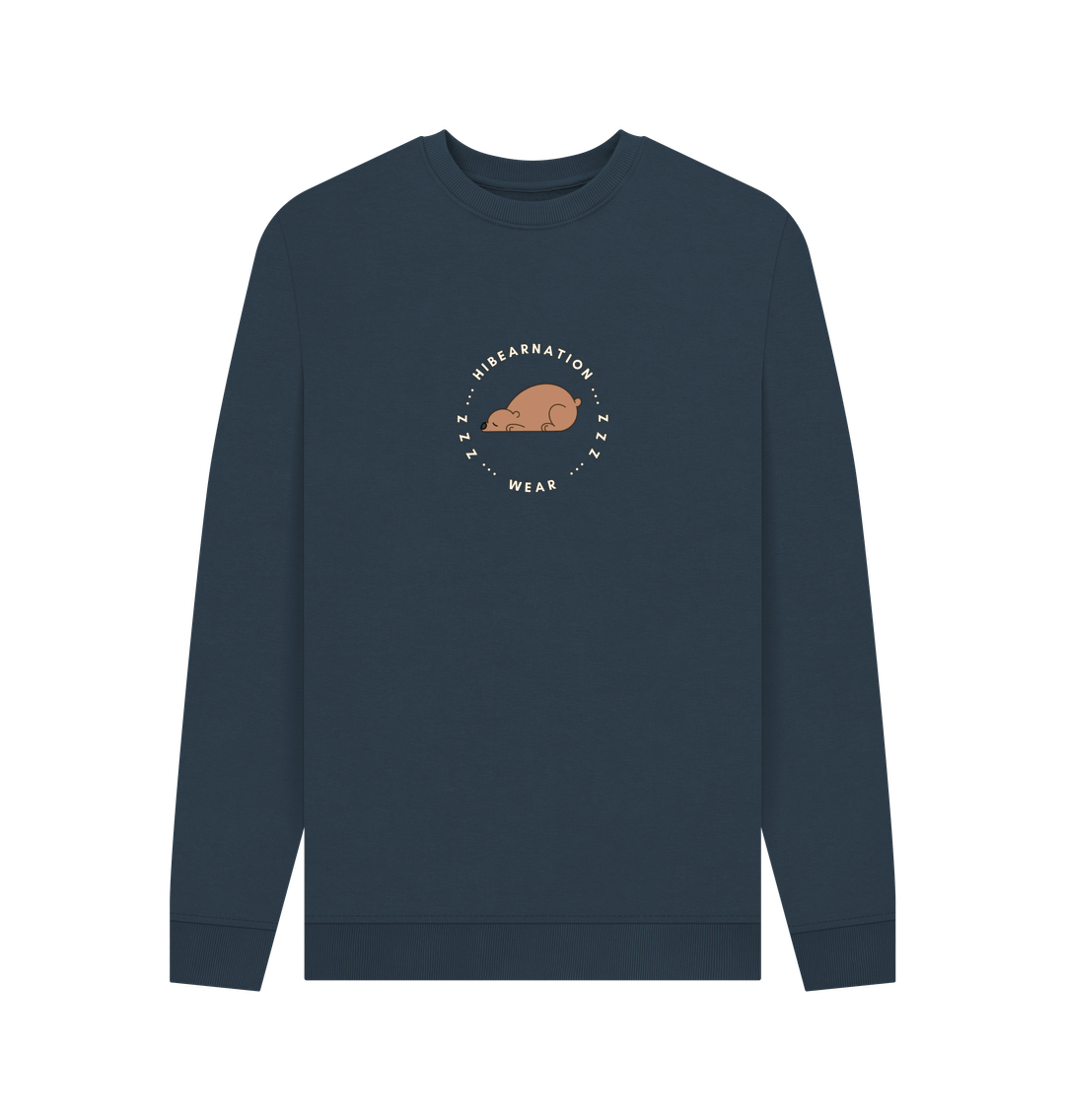 Navy Blue Printed Sweater Front