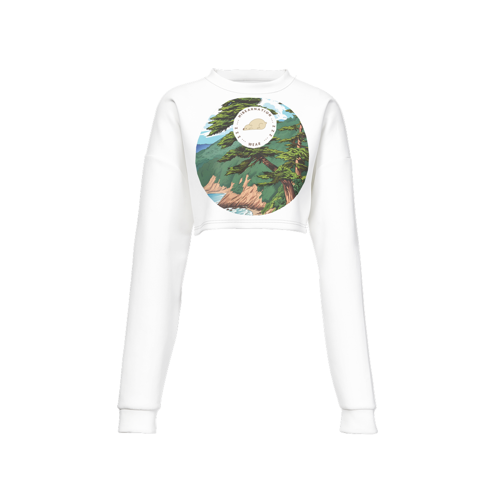 Women's Cropped Crewneck Sweatshirt-Techno Scuba Knit