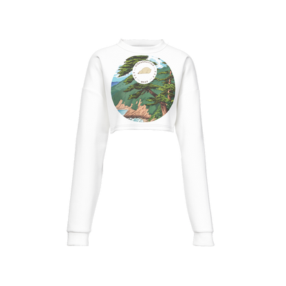 Women's Cropped Crewneck Sweatshirt-Techno Scuba Knit