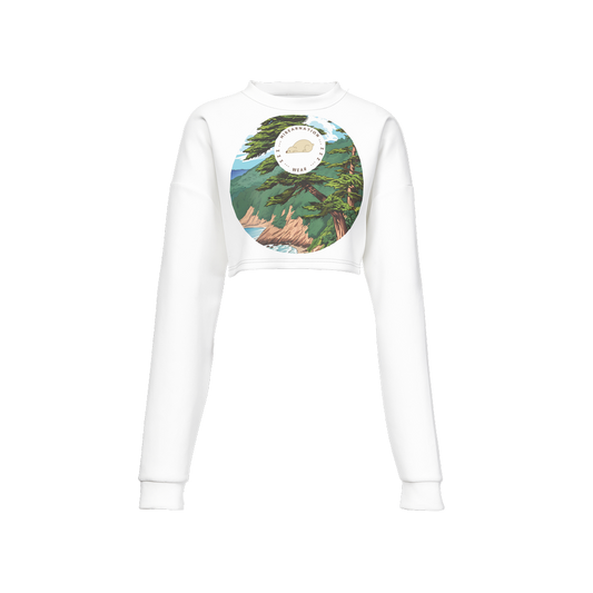 Women's Cropped Crewneck Sweatshirt-Techno Scuba Knit