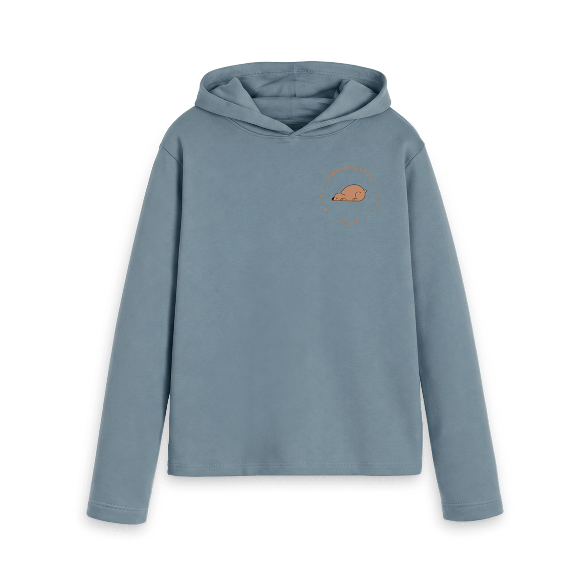 Stone Blue Printed Hoody Front