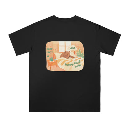 Cozy Organic Unisex T-Shirt - 'Bear Hugs & Honey-Filled Mugs' Design