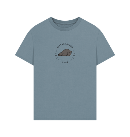 Stone Blue Black Bear and Lonely Pine on an Oversized Tee