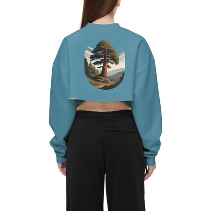 Women's Cropped Crewneck Sweatshirt-Techno Scuba Knit