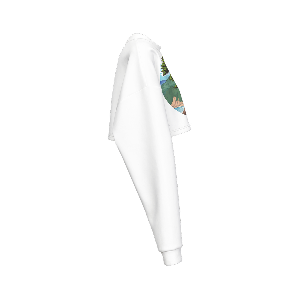 Women's Cropped Crewneck Sweatshirt-Techno Scuba Knit