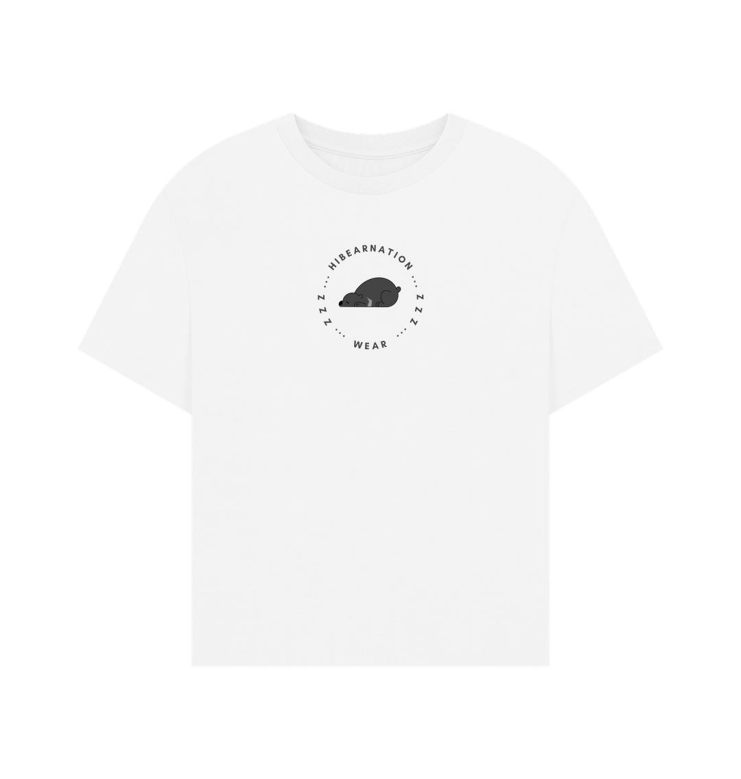 White Moon Bear Oversized Women's T-Shirt