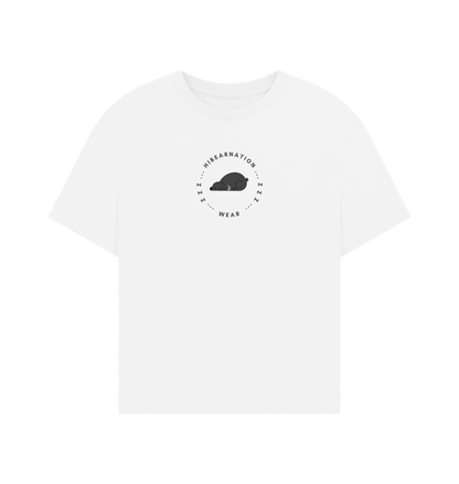 White Moon Bear Oversized Women's T-Shirt