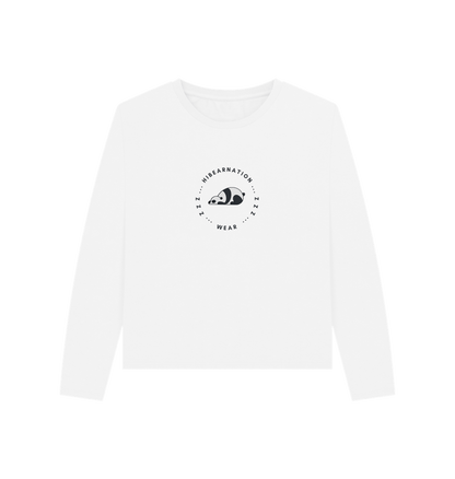 White Women Panda Bear Heavyweight Long Sleeve T-Shirt