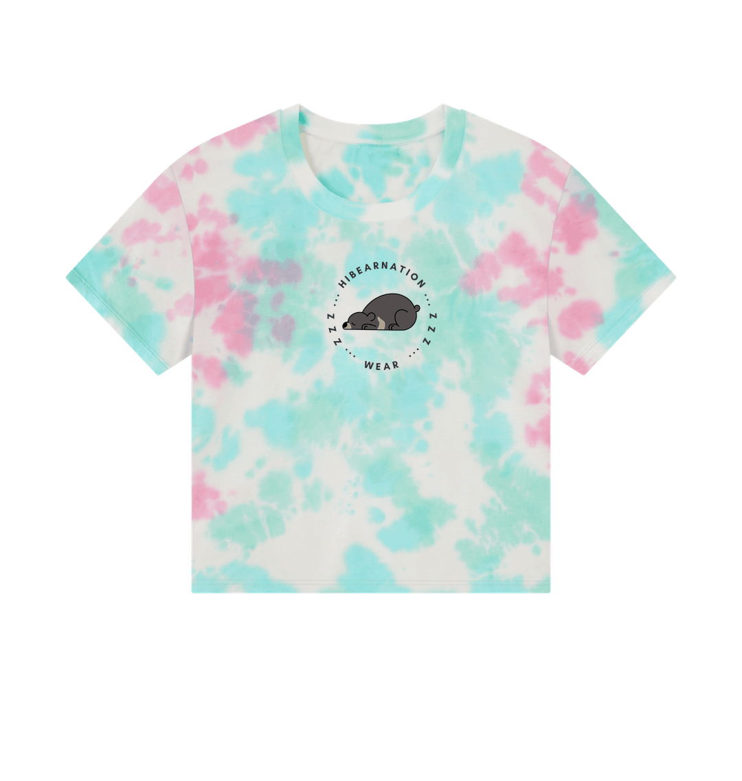 Pastel Tie Dye Moon Bear Women's Boxy Tee