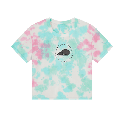 Pastel Tie Dye Moon Bear Women's Boxy Tee