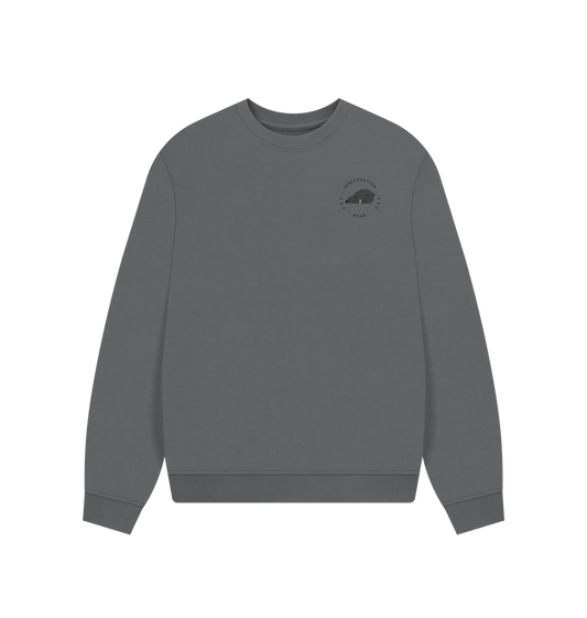Slate Grey Sloth Bear Women's Oversized Sweater Chest