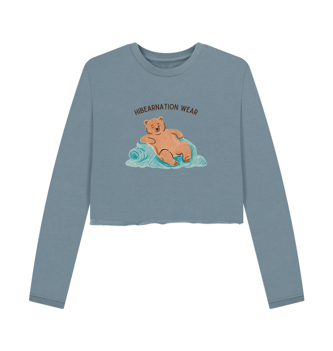 Stone Blue Printed Boxy Jumpers Front