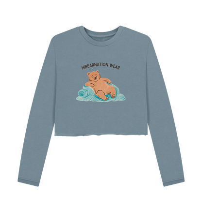 Stone Blue Printed Boxy Jumpers Front