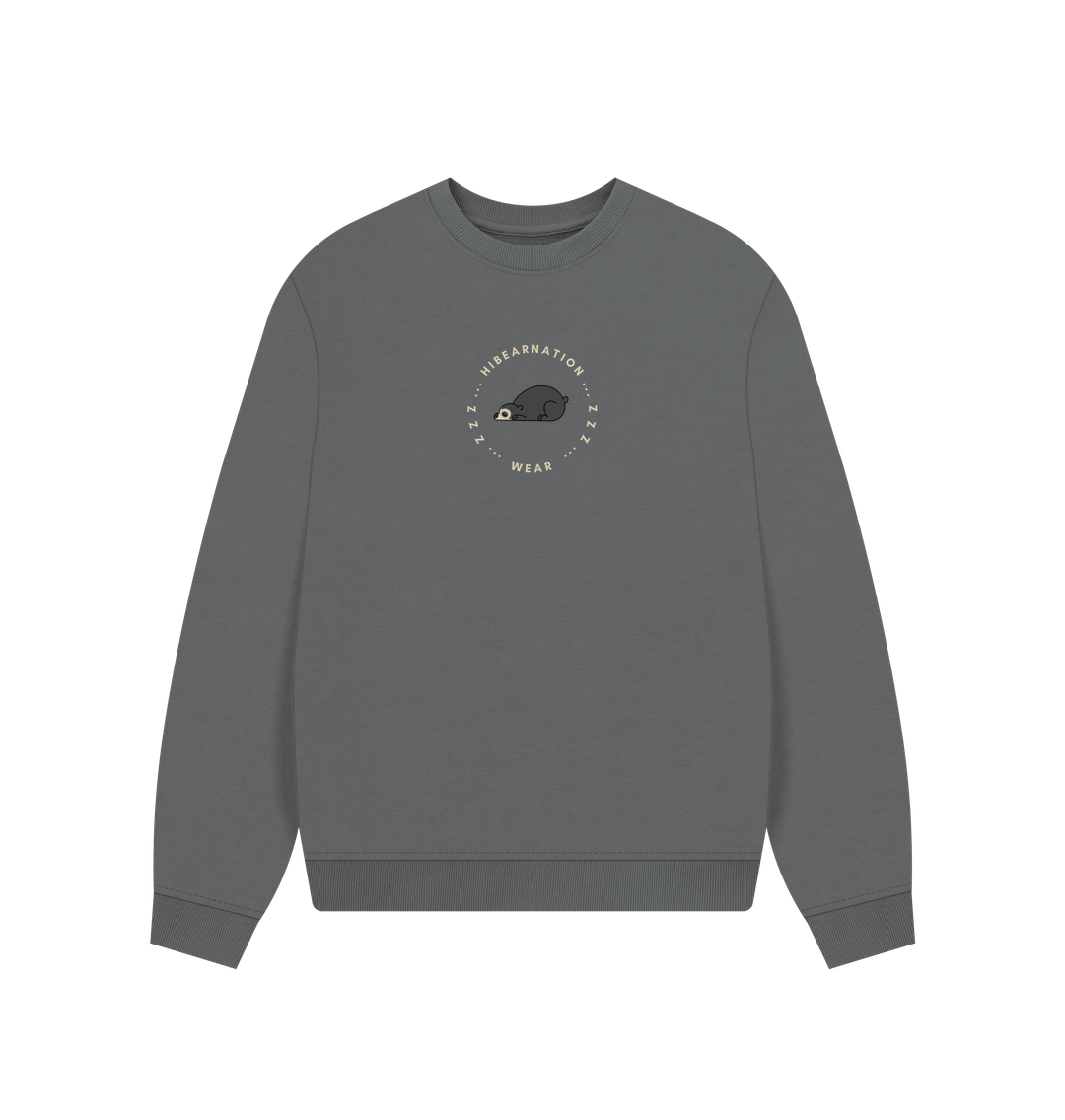 Slate Grey Spectacled Bear Womens Oversized Loungewear