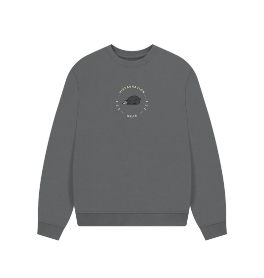 Slate Grey Spectacled Bear Womens Oversized Loungewear