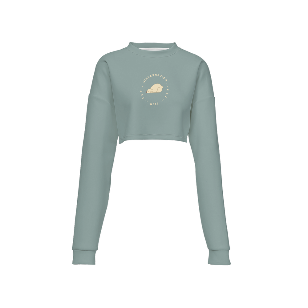 Women's Cropped Crewneck Sweatshirt-Techno Scuba Knit