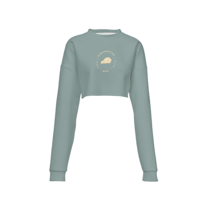 Women's Cropped Crewneck Sweatshirt-Techno Scuba Knit