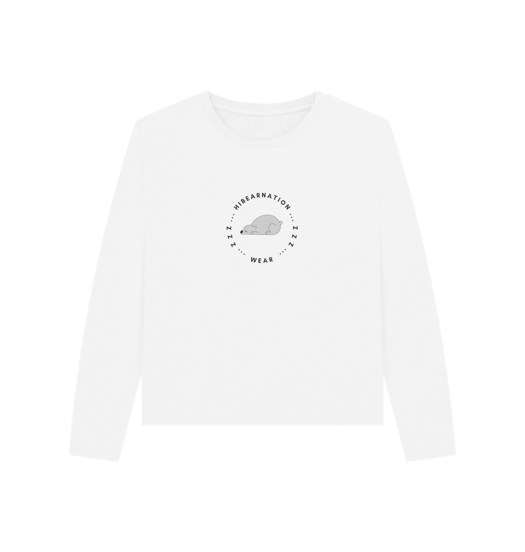 White Women Polar Bear Heavyweight Long Sleeve T-Shirt