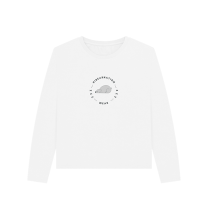 White Women Polar Bear Heavyweight Long Sleeve T-Shirt